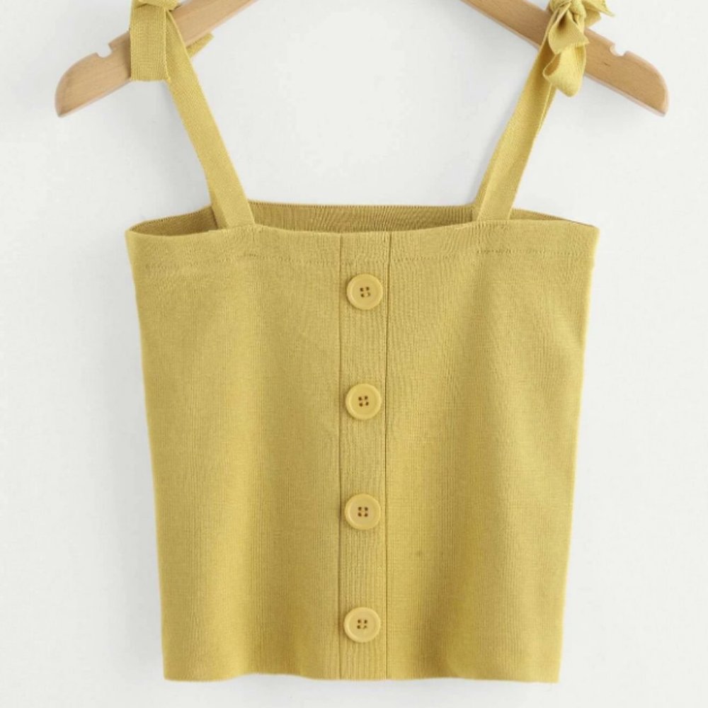 Self Tie Shoulder Knit Cami Top